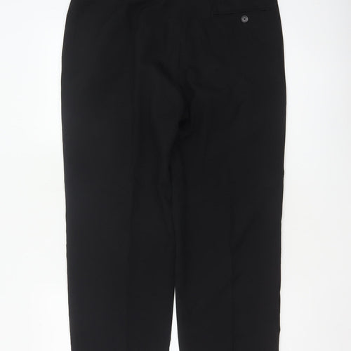 Marks and Spencer Men Black 34 Regular 29in Leg Flat Front Dress Trousers