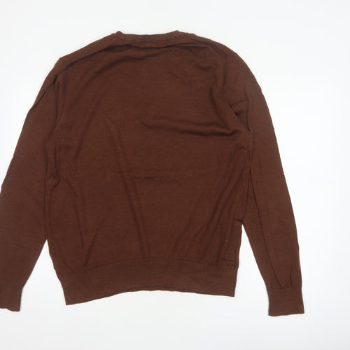 Uniqlo Men’s Brown L 100% Wool Crew Neck Pullover Jumper