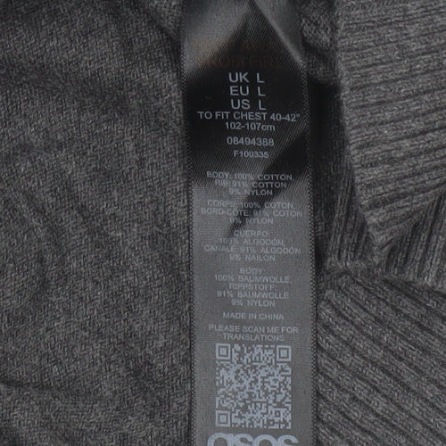ASOS Men’s Grey L Cotton Blend Crew Neck Pullover Jumper