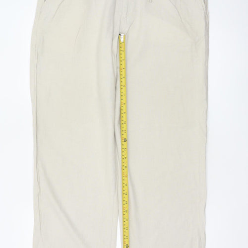 Marks and Spencer Men’s Beige Linen Blend Drawstring Trousers W34 L31