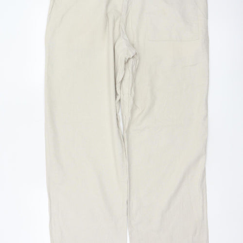 Marks and Spencer Men’s Beige Linen Blend Drawstring Trousers W34 L31