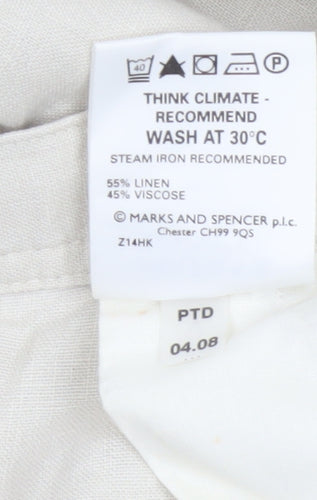 Marks and Spencer Men’s Beige Linen Blend Drawstring Trousers W34 L31