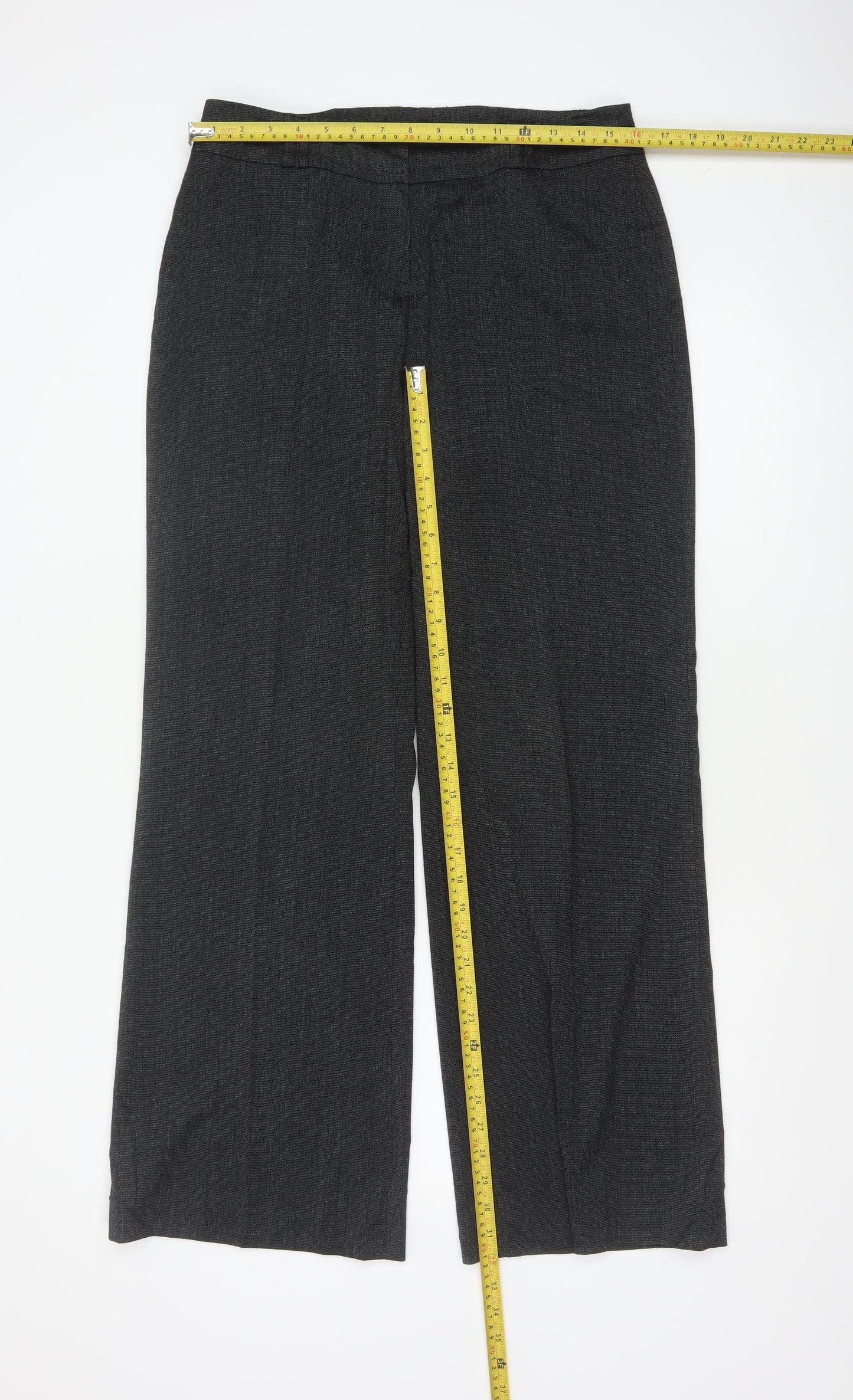 Wallis Women Black Size 12 Straight Leg Smart Stretch Trousers