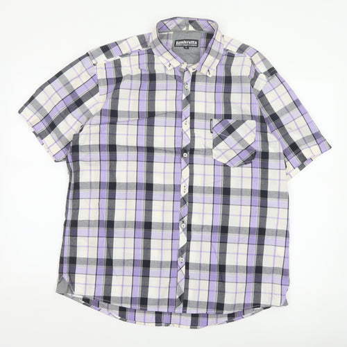 Lambretta Men’s XL Purple Plaid Short Sleeve Button-Up Shirt