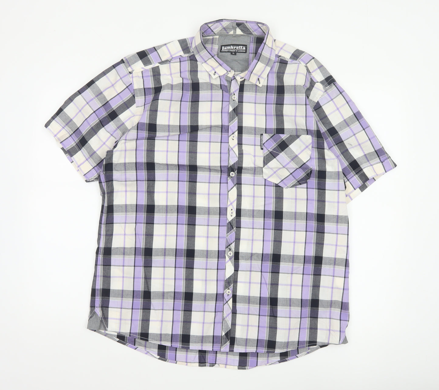 Lambretta Men’s XL Purple Plaid Short Sleeve Button-Up Shirt