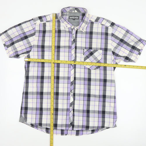 Lambretta Men’s XL Purple Plaid Short Sleeve Button-Up Shirt