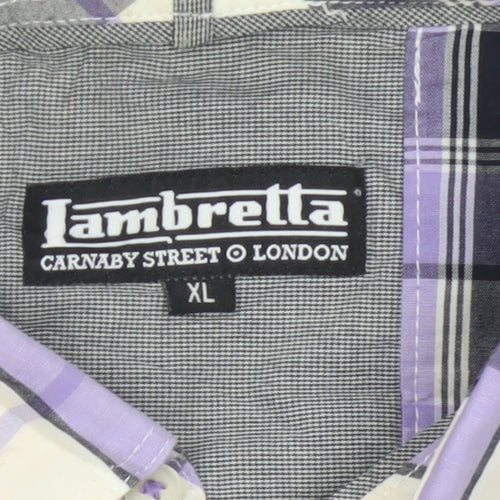 Lambretta Men’s XL Purple Plaid Short Sleeve Button-Up Shirt