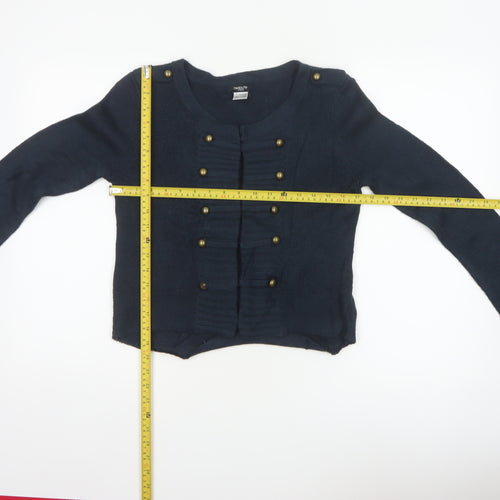 La Redoute Women Blue UK 10/12 Military Button Knit Cardigan