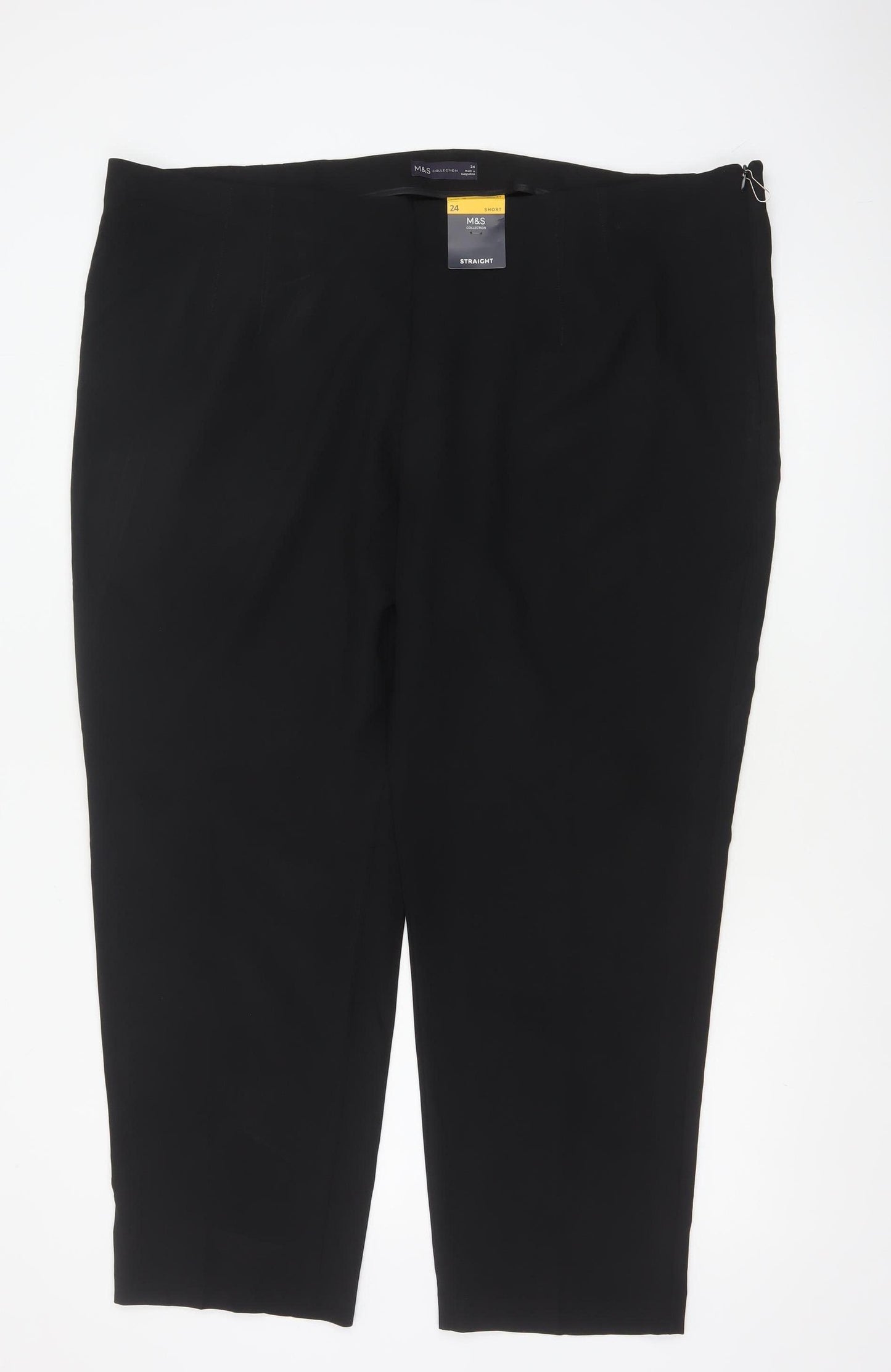Marks and Spencer Women Black Size 24 Short Straight Dress Trousers