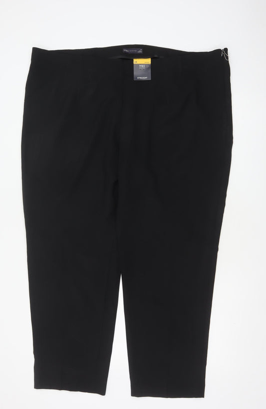 Marks and Spencer Women Black Size 24 Short Straight Dress Trousers