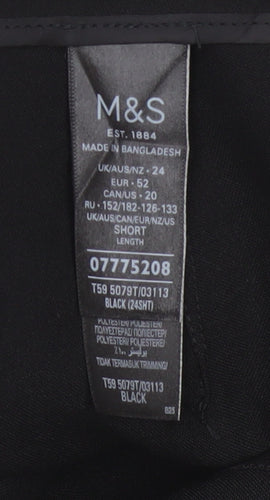 Marks and Spencer Women Black Size 24 Short Straight Dress Trousers