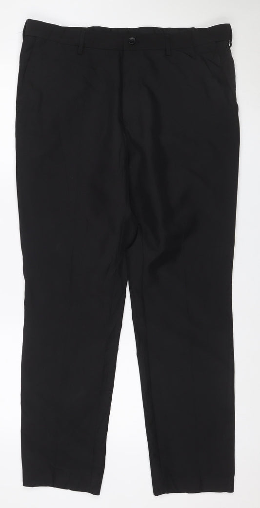 Marks & Spencer Men's Black 36 Regular Slim Fit Dress Trousers