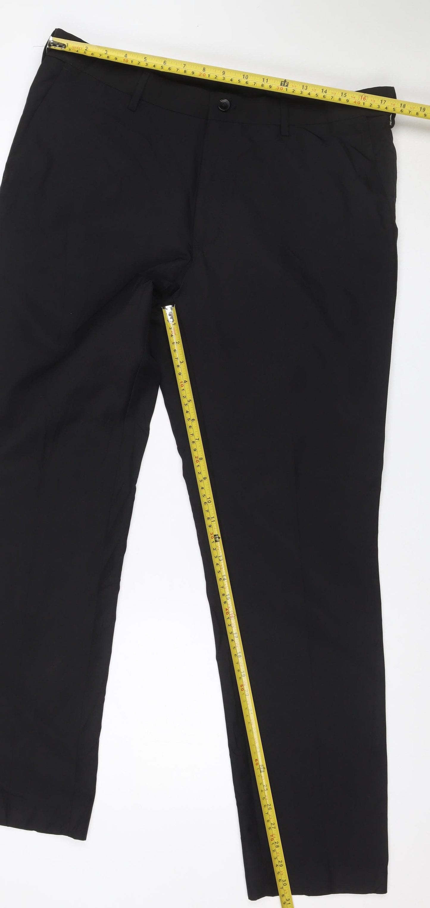 Marks & Spencer Men's Black 36 Regular Slim Fit Dress Trousers