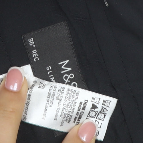 Marks & Spencer Men's Black 36 Regular Slim Fit Dress Trousers