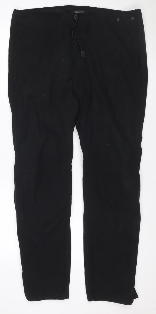 DKNY Men’s Black M Nylon Cotton Snow Trousers Elastic Waist Zip Pockets