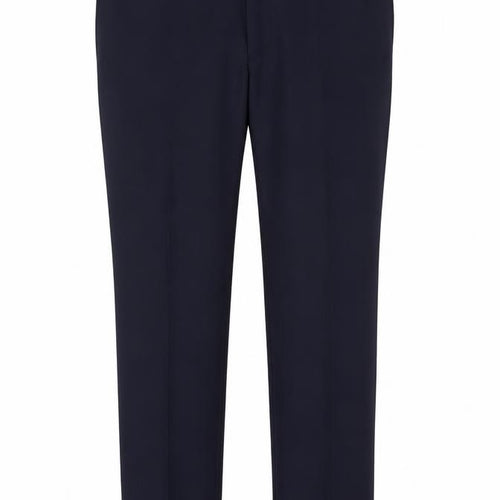 Marks & Spencer Men's Navy 40 Long Tailored Flat Front Dress Trousers