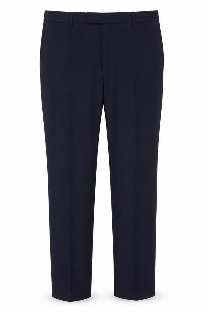 Marks & Spencer Men's Navy 40 Long Tailored Flat Front Dress Trousers