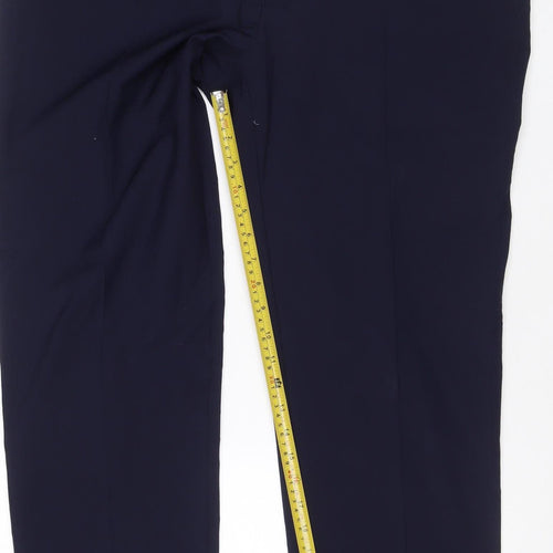 Marks & Spencer Men's Navy 40 Long Tailored Flat Front Dress Trousers
