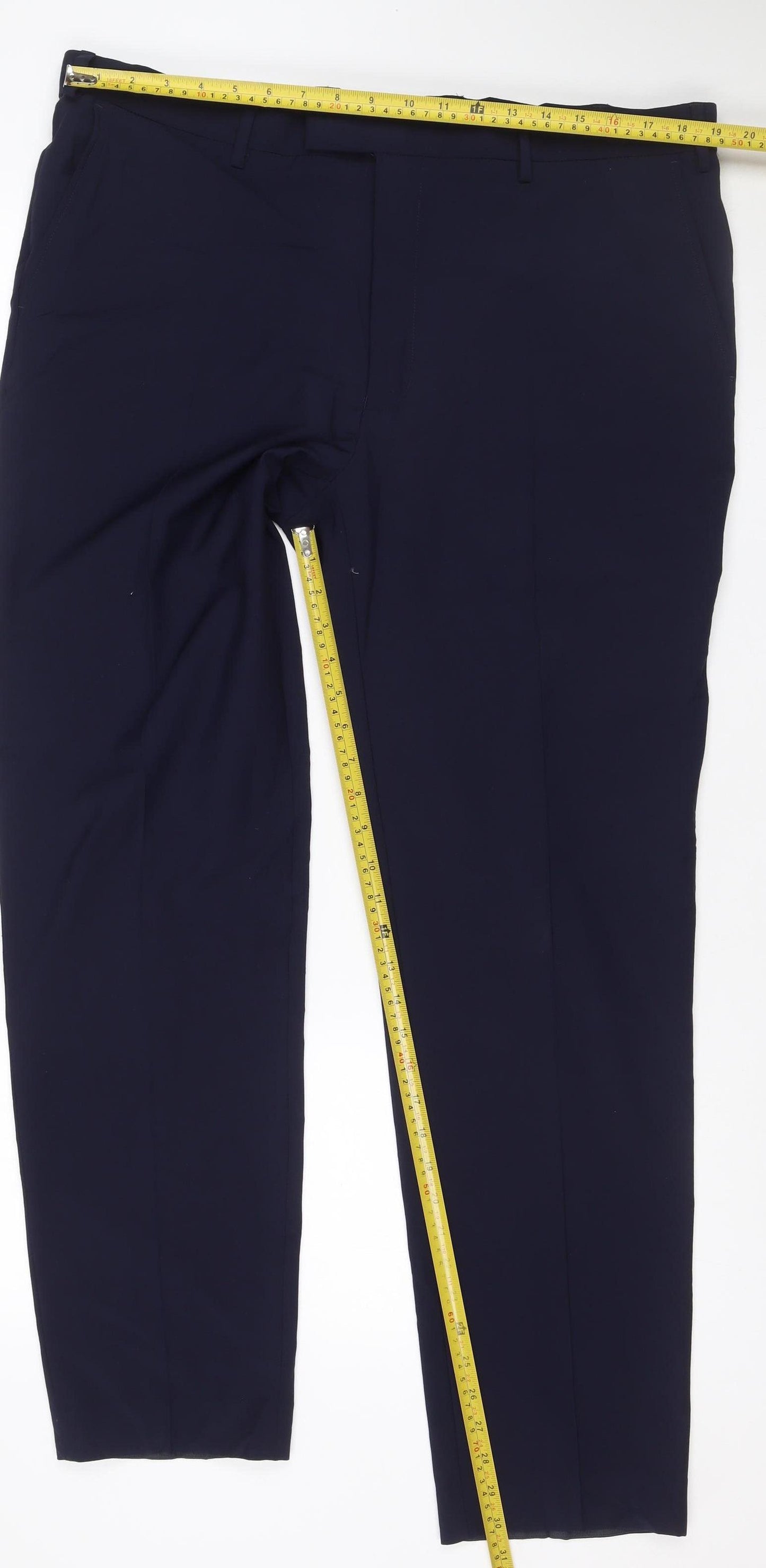 Marks & Spencer Men's Navy 40 Long Tailored Flat Front Dress Trousers