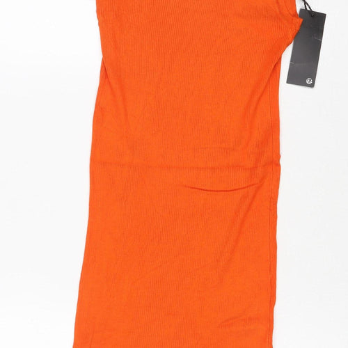 Threadbare Women Orange Size 8 Midi Knit Sleeveless Jumper Dress