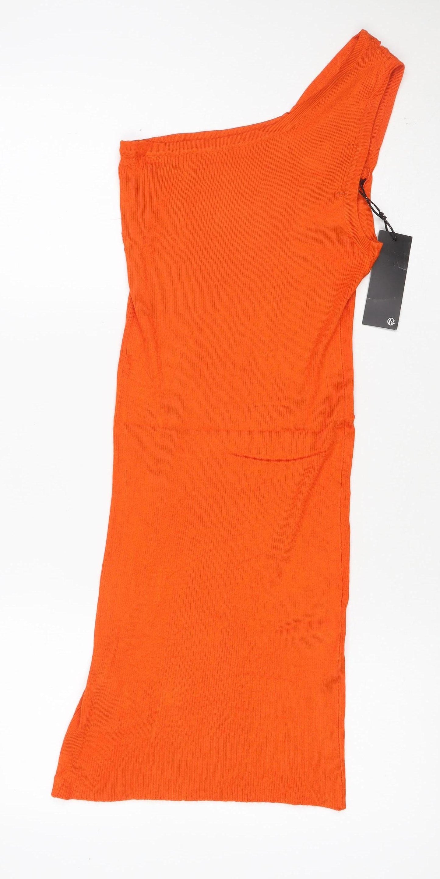 Threadbare Women Orange Size 8 Midi Knit Sleeveless Jumper Dress