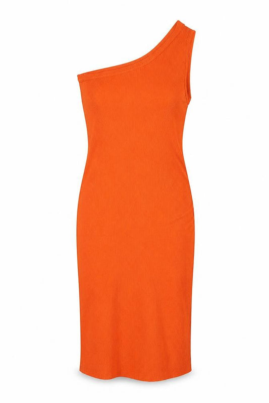 Front view of Threadbare Women Orange, size 8, Midi Knit Sleeveless Jumper Dress