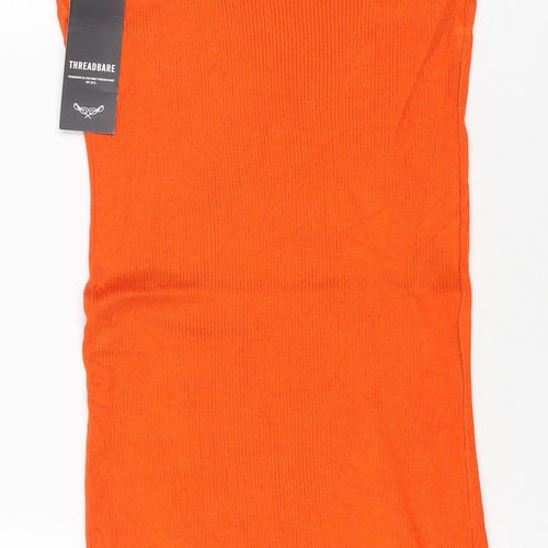 Threadbare Women Orange Size 8 Midi Knit Sleeveless Jumper Dress
