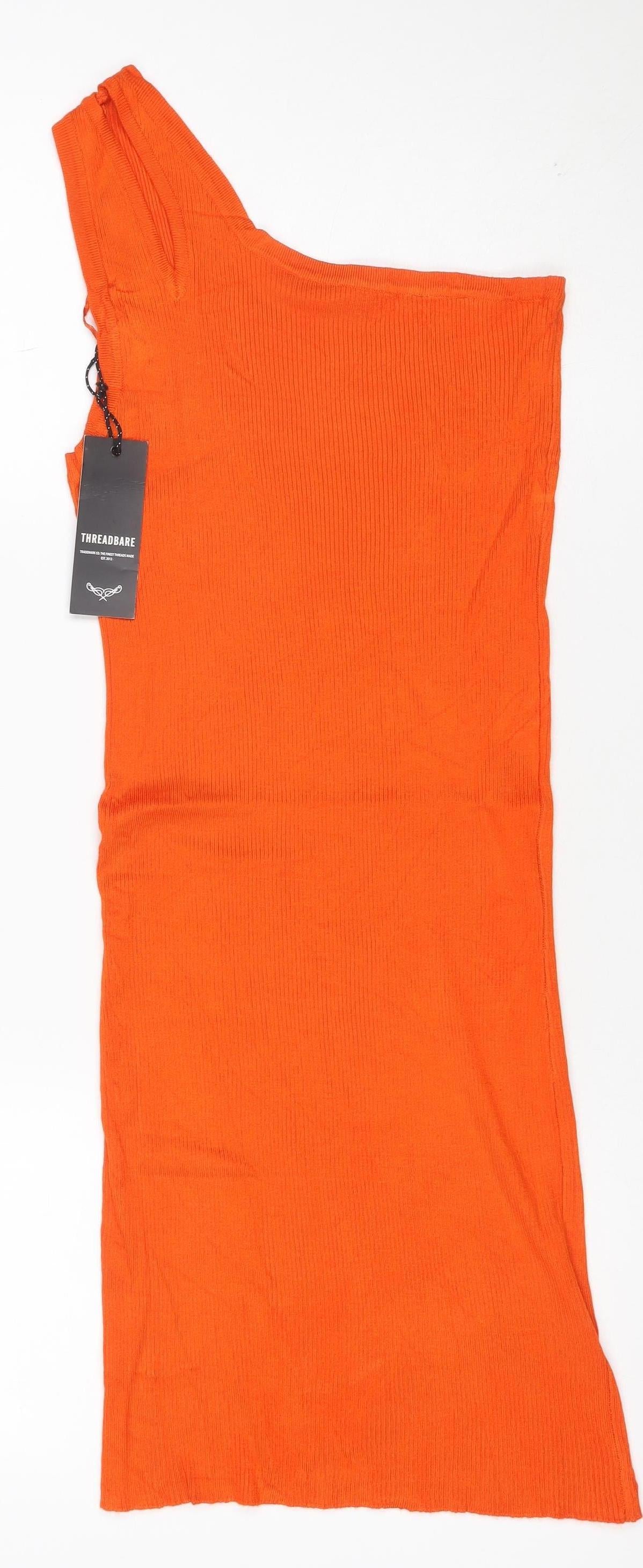 Threadbare Women Orange Size 8 Midi Knit Sleeveless Jumper Dress