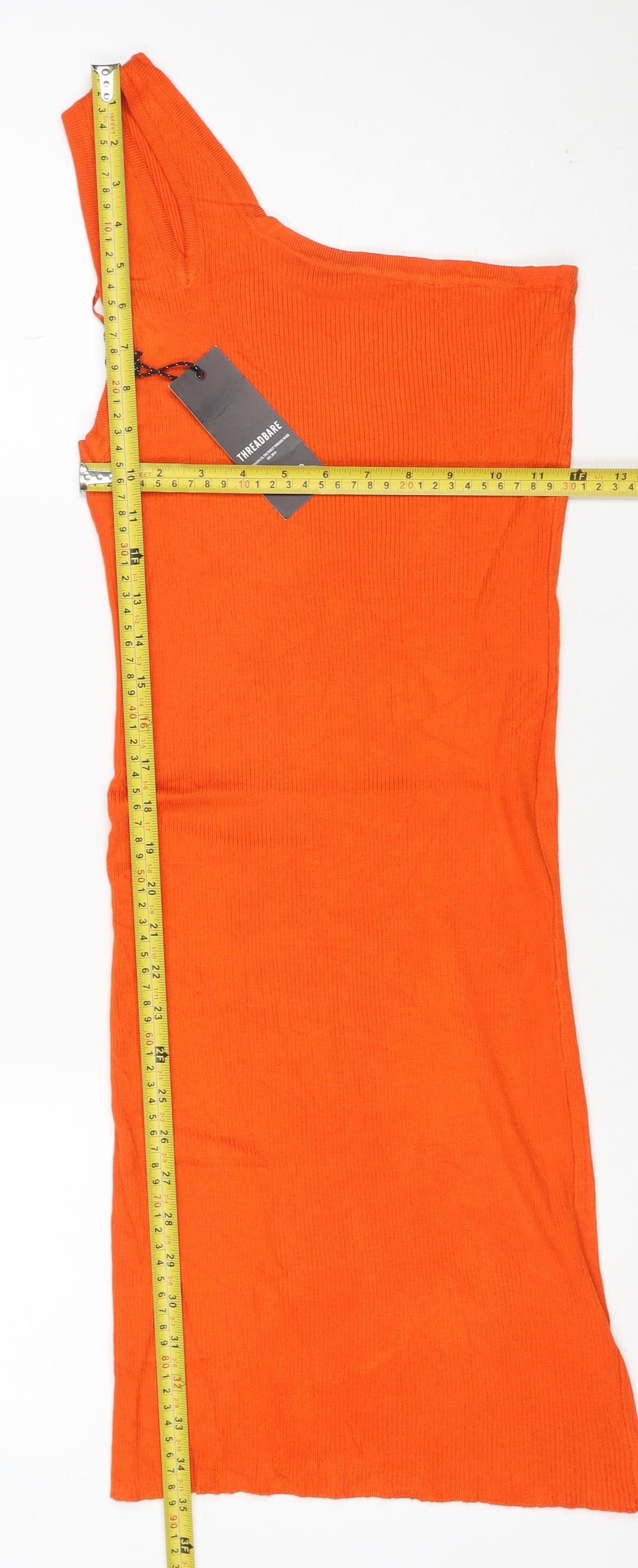 Threadbare Women Orange Size 8 Midi Knit Sleeveless Jumper Dress