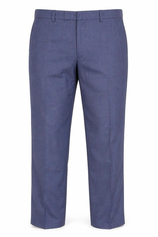 M&S Mens Blue Check Sartorial Slim Fit Dress Trousers 34 Short