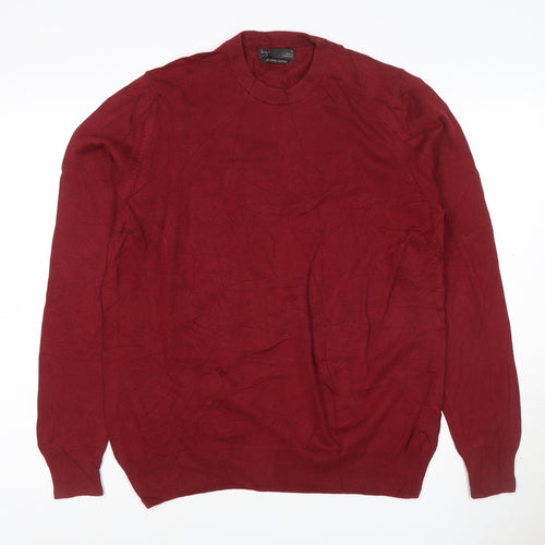 Marks and Spencer Men's Red M Fine Pure Cotton Crew Neck Jumper