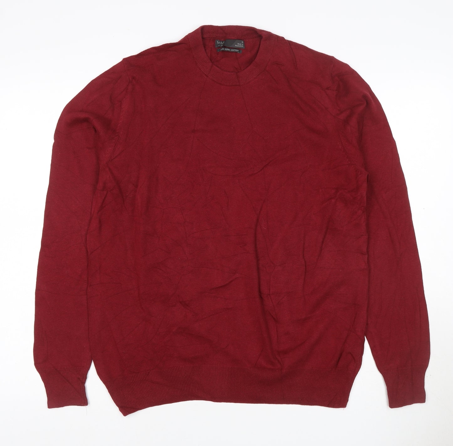 Marks and Spencer Men's Red M Fine Pure Cotton Crew Neck Jumper