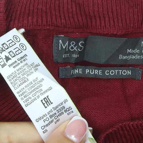 Marks and Spencer Men's Red M Fine Pure Cotton Crew Neck Jumper