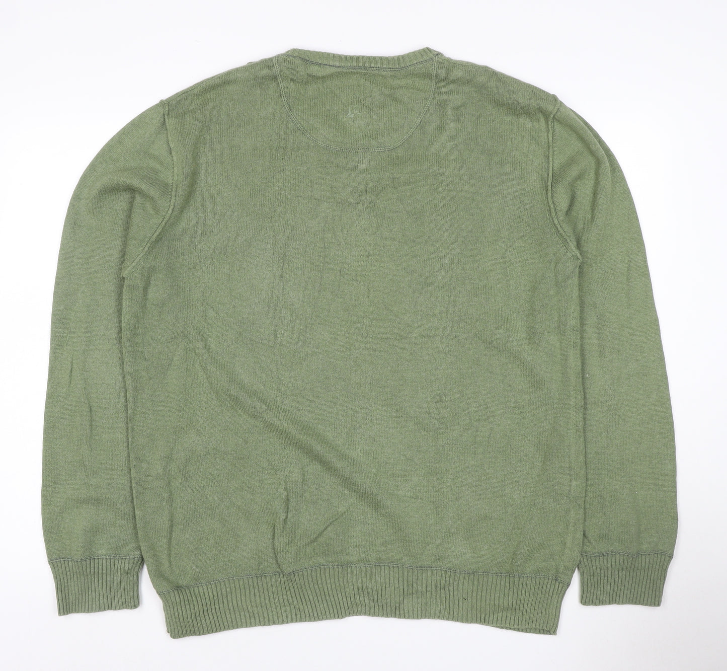 Mantaray Men’s Green L V-Neck Cotton Knit Pullover Jumper