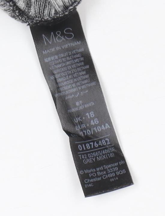 M&S Collection Women Grey UK 18 Shift Dress V-Neck Long Sleeve