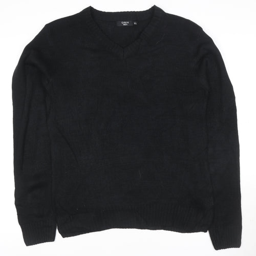 D&H Man Men’s Black XL V-Neck Acrylic Knit Pullover Jumper