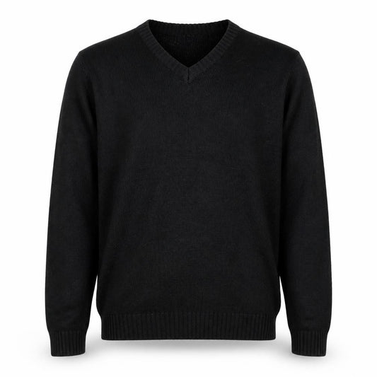 D&H Man Men’s Black XL V-Neck Acrylic Knit Pullover Jumper