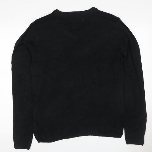 D&H Man Men’s Black XL V-Neck Acrylic Knit Pullover Jumper
