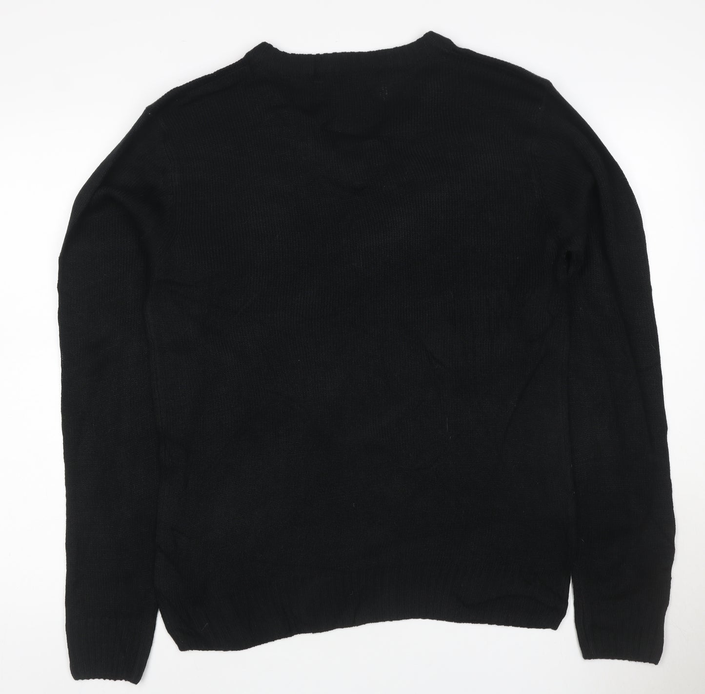 D&H Man Men’s Black XL V-Neck Acrylic Knit Pullover Jumper