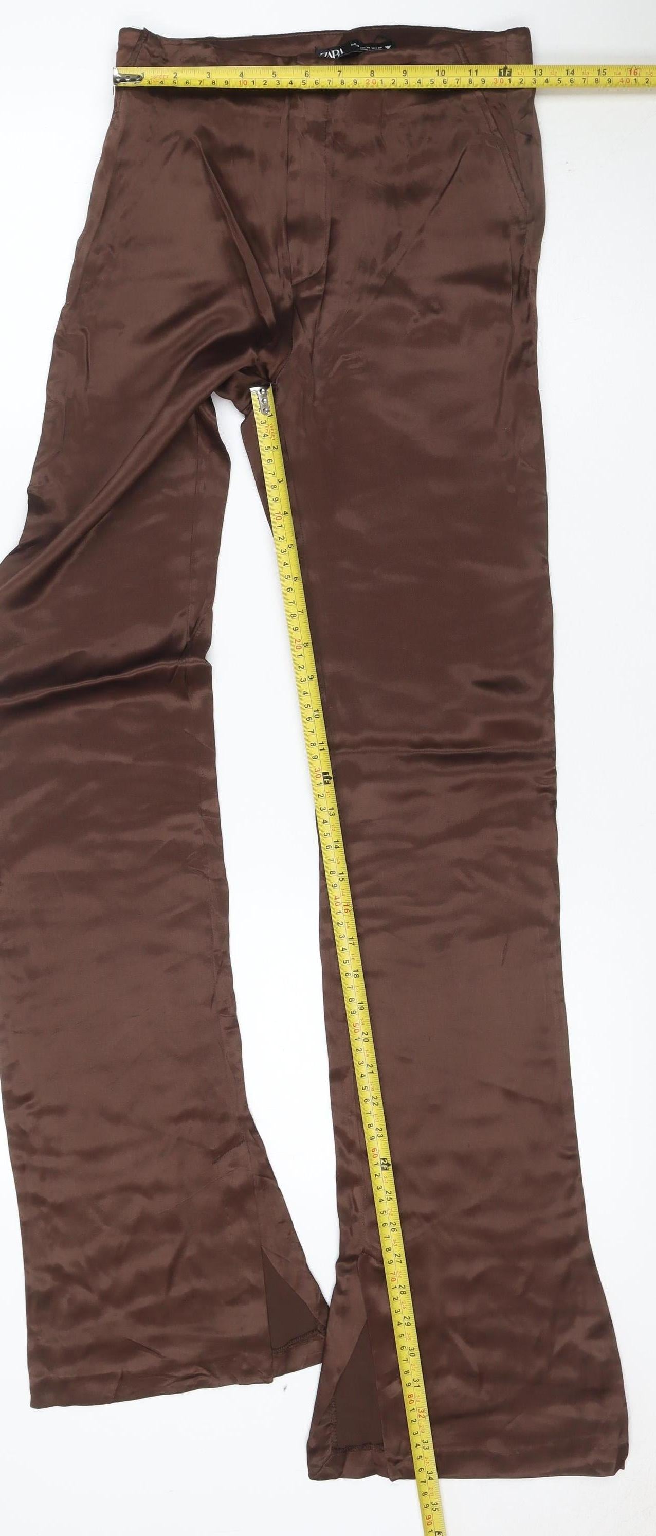 Zara Women’s Brown Modal Stretch Straight Leg Trousers Size S