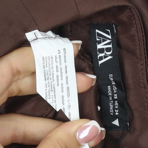 Zara Women’s Brown Modal Stretch Straight Leg Trousers Size S