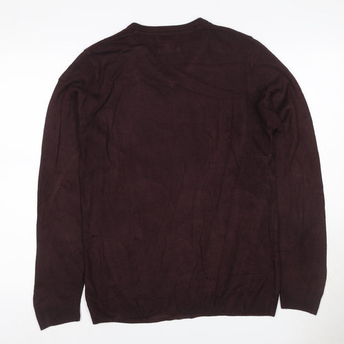 Marks and Spencer Mens Brown M V-Neck Cashmilon Acrylic Pullover Jumper