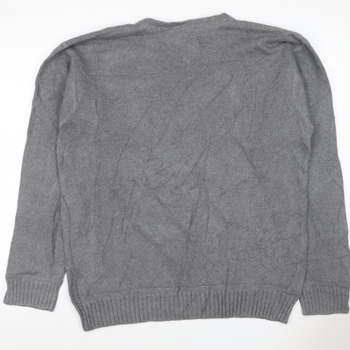 Tommy Hilfiger Men’s Grey Large Cotton Crew Neck Logo Pullover Jumper