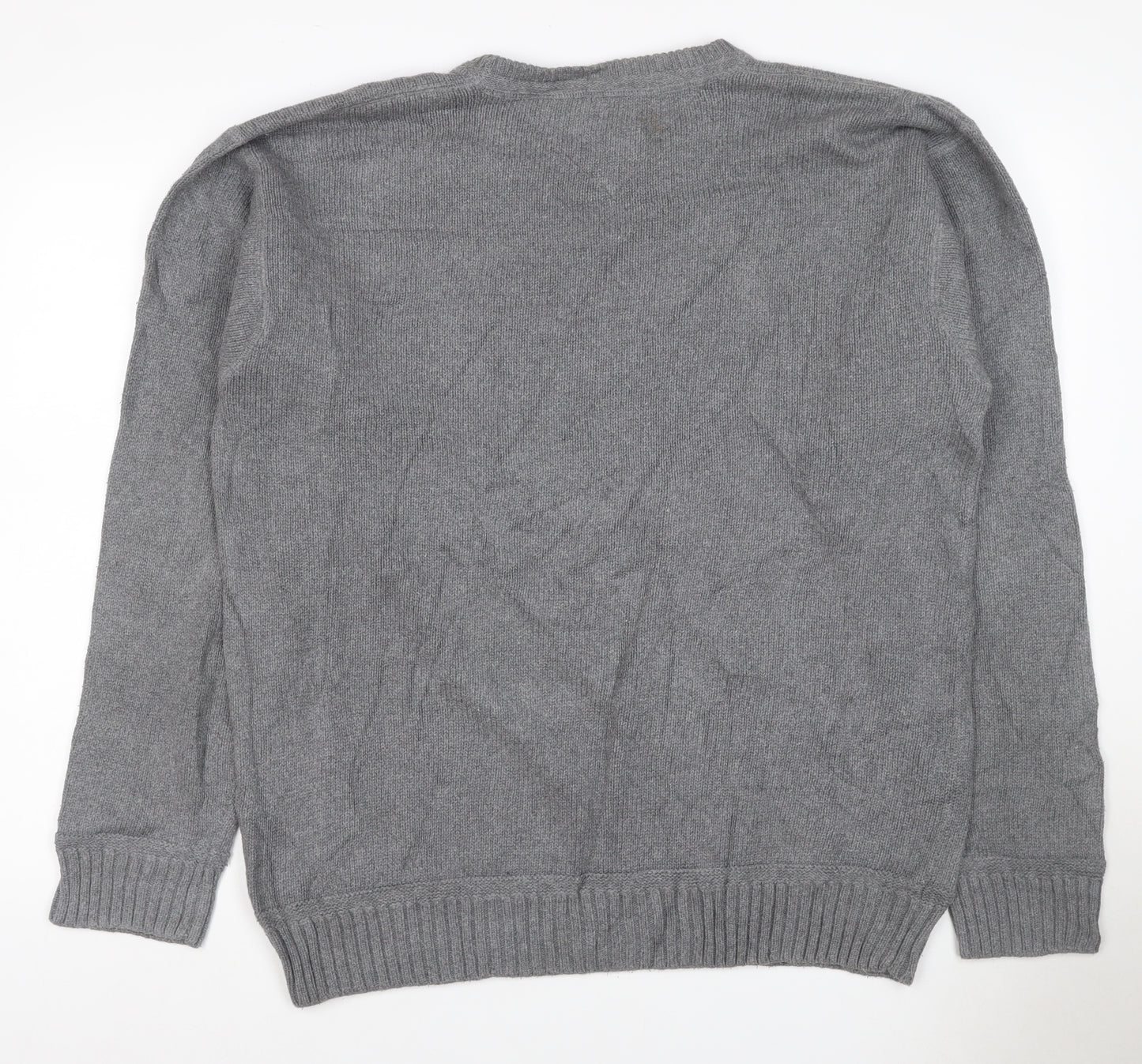 Tommy Hilfiger Men’s Grey Large Cotton Crew Neck Logo Pullover Jumper