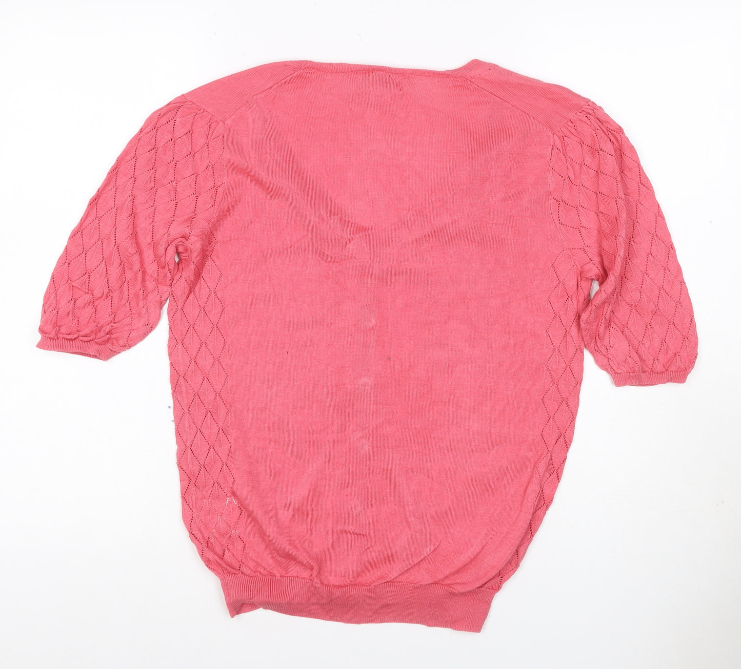 Lyle & Scott Women Pink M Cable Knit V-Neck Button Cardigan