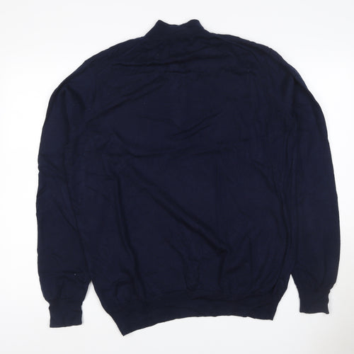 Peter Millar Men’s Blue L Merino Wool 1/4 Zip High Neck Jumper