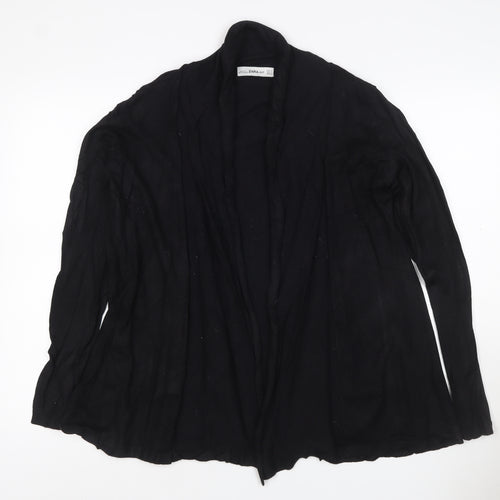 Zara Women Black Size 14 Open Cowl Neck Long Sleeve Cardigan