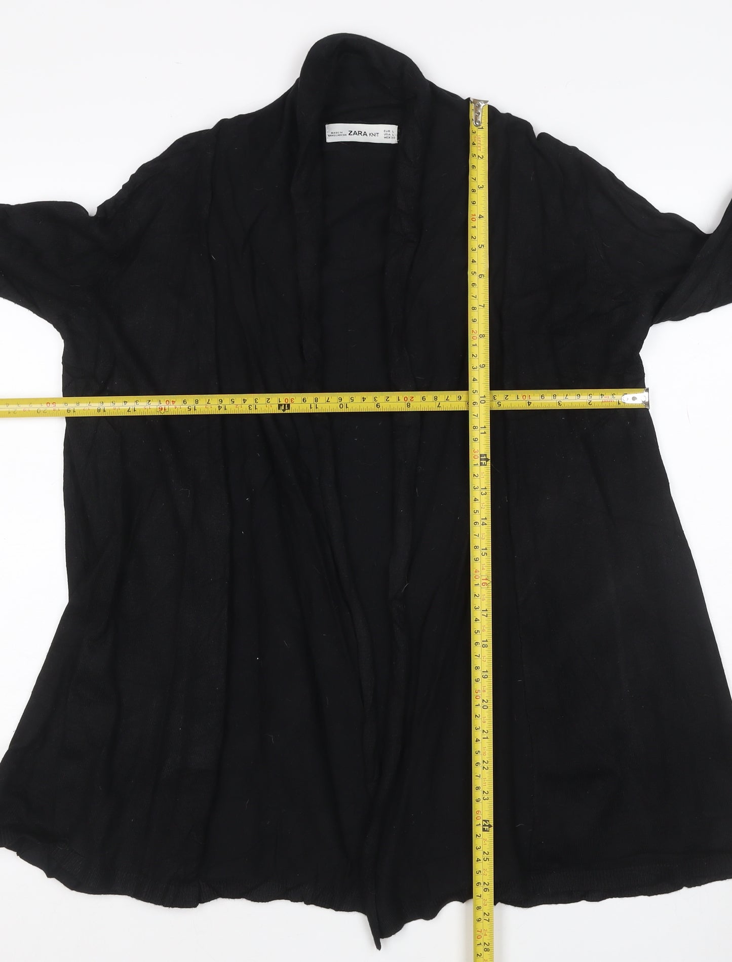 Zara Women Black Size 14 Open Cowl Neck Long Sleeve Cardigan
