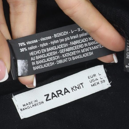 Zara Women Black Size 14 Open Cowl Neck Long Sleeve Cardigan