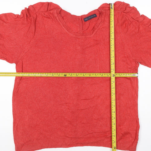 Marks and Spencer Women Red UK 14 Ruffle Short Sleeve Button Cardigan